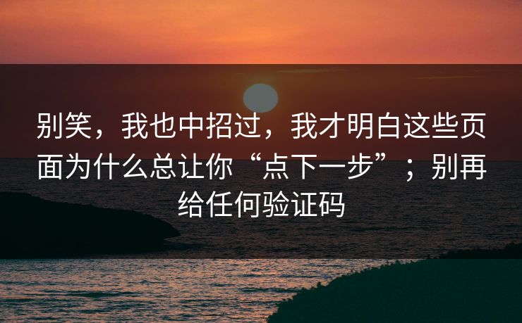 别笑，我也中招过，我才明白这些页面为什么总让你“点下一步”；别再给任何验证码