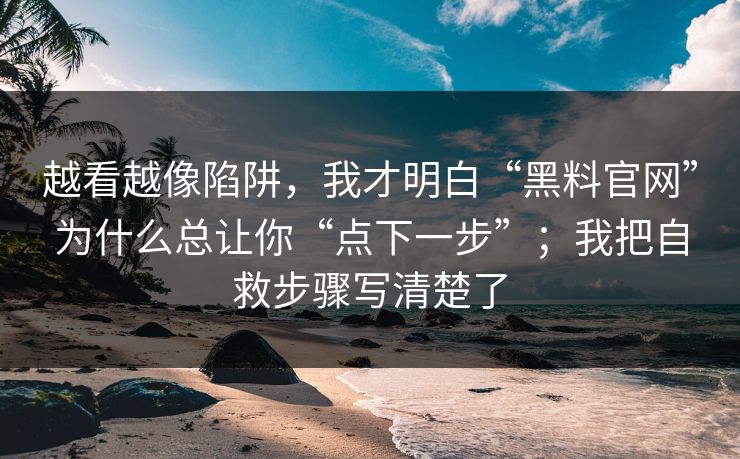 越看越像陷阱，我才明白“黑料官网”为什么总让你“点下一步”；我把自救步骤写清楚了