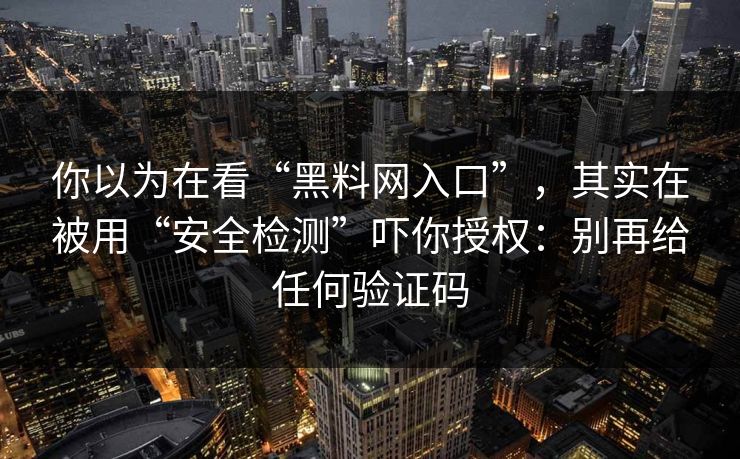 你以为在看“黑料网入口”，其实在被用“安全检测”吓你授权：别再给任何验证码