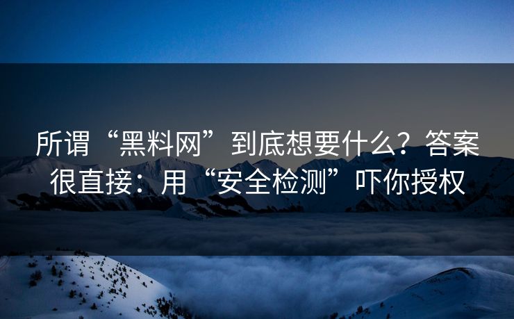 所谓“黑料网”到底想要什么？答案很直接：用“安全检测”吓你授权