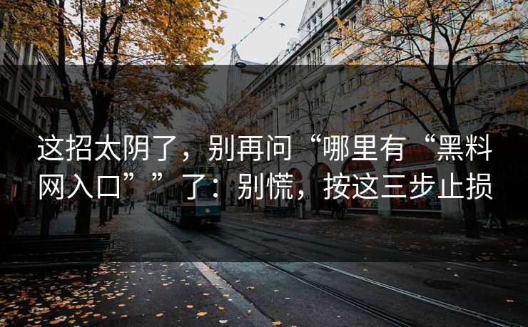 这招太阴了，别再问“哪里有“黑料网入口””了：别慌，按这三步止损