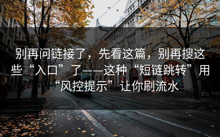 别再问链接了，先看这篇，别再搜这些“入口”了——这种“短链跳转”用“风控提示”让你刷流水