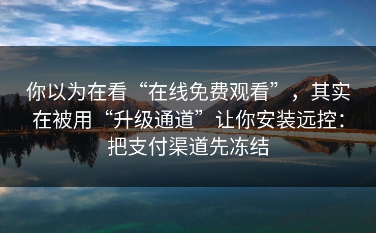 你以为在看“在线免费观看”，其实在被用“升级通道”让你安装远控：把支付渠道先冻结