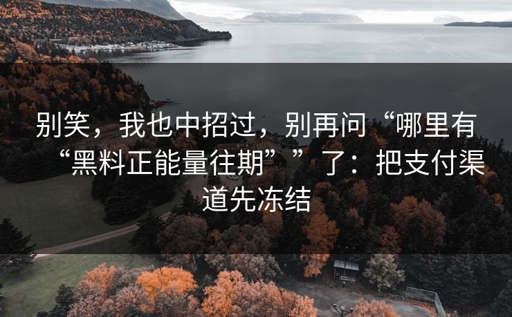 别笑，我也中招过，别再问“哪里有“黑料正能量往期””了：把支付渠道先冻结