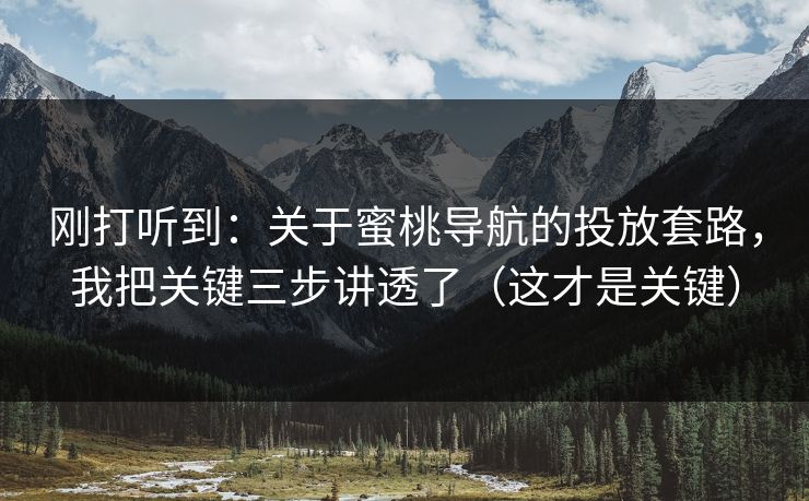 刚打听到：关于蜜桃导航的投放套路，我把关键三步讲透了（这才是关键）