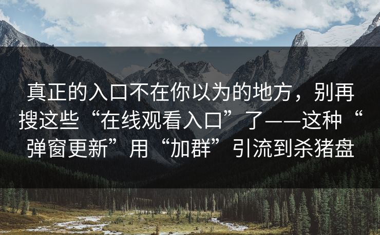 真正的入口不在你以为的地方，别再搜这些“在线观看入口”了——这种“弹窗更新”用“加群”引流到杀猪盘