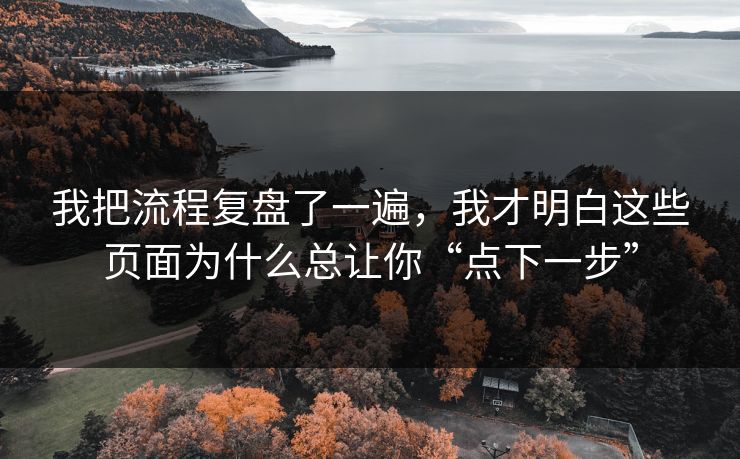 我把流程复盘了一遍，我才明白这些页面为什么总让你“点下一步”