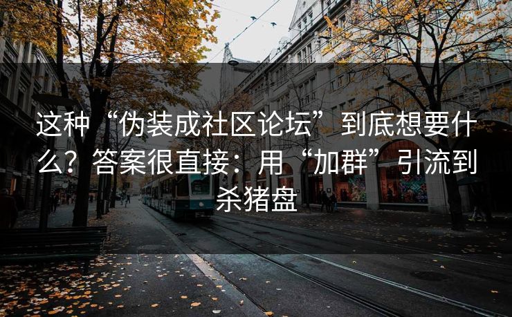 这种“伪装成社区论坛”到底想要什么？答案很直接：用“加群”引流到杀猪盘