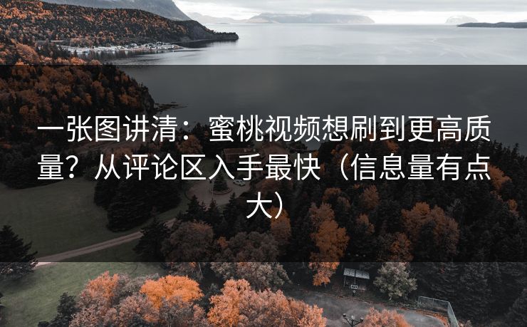 一张图讲清：蜜桃视频想刷到更高质量？从评论区入手最快（信息量有点大）