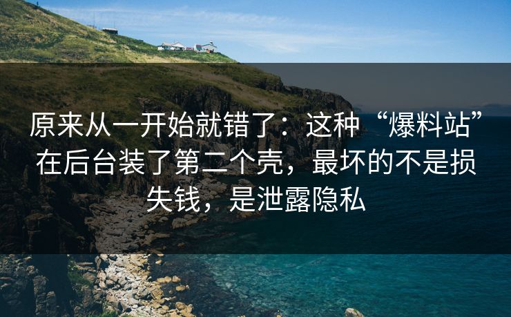 原来从一开始就错了：这种“爆料站”在后台装了第二个壳，最坏的不是损失钱，是泄露隐私