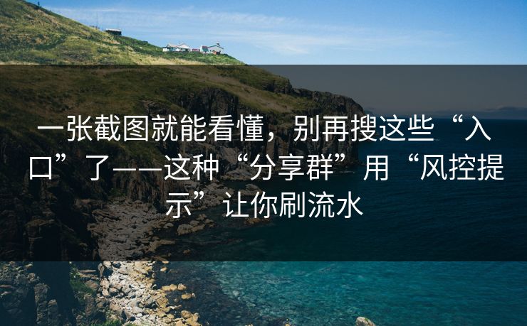 一张截图就能看懂，别再搜这些“入口”了——这种“分享群”用“风控提示”让你刷流水