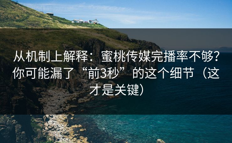 从机制上解释：蜜桃传媒完播率不够？你可能漏了“前3秒”的这个细节（这才是关键）