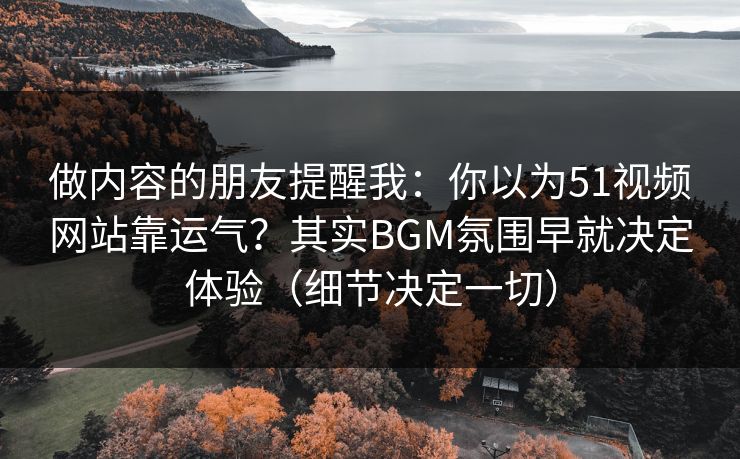 做内容的朋友提醒我：你以为51视频网站靠运气？其实BGM氛围早就决定体验（细节决定一切）